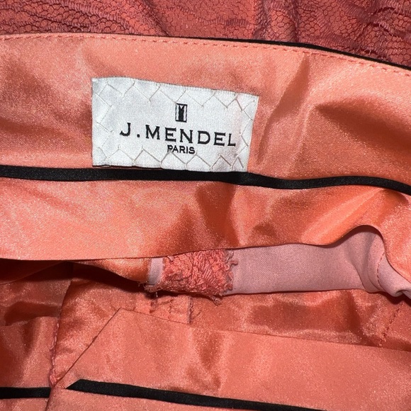 J. MENDEL CORAL LACE CROP TOP AND SHORTS SET - Picture 11 of 11